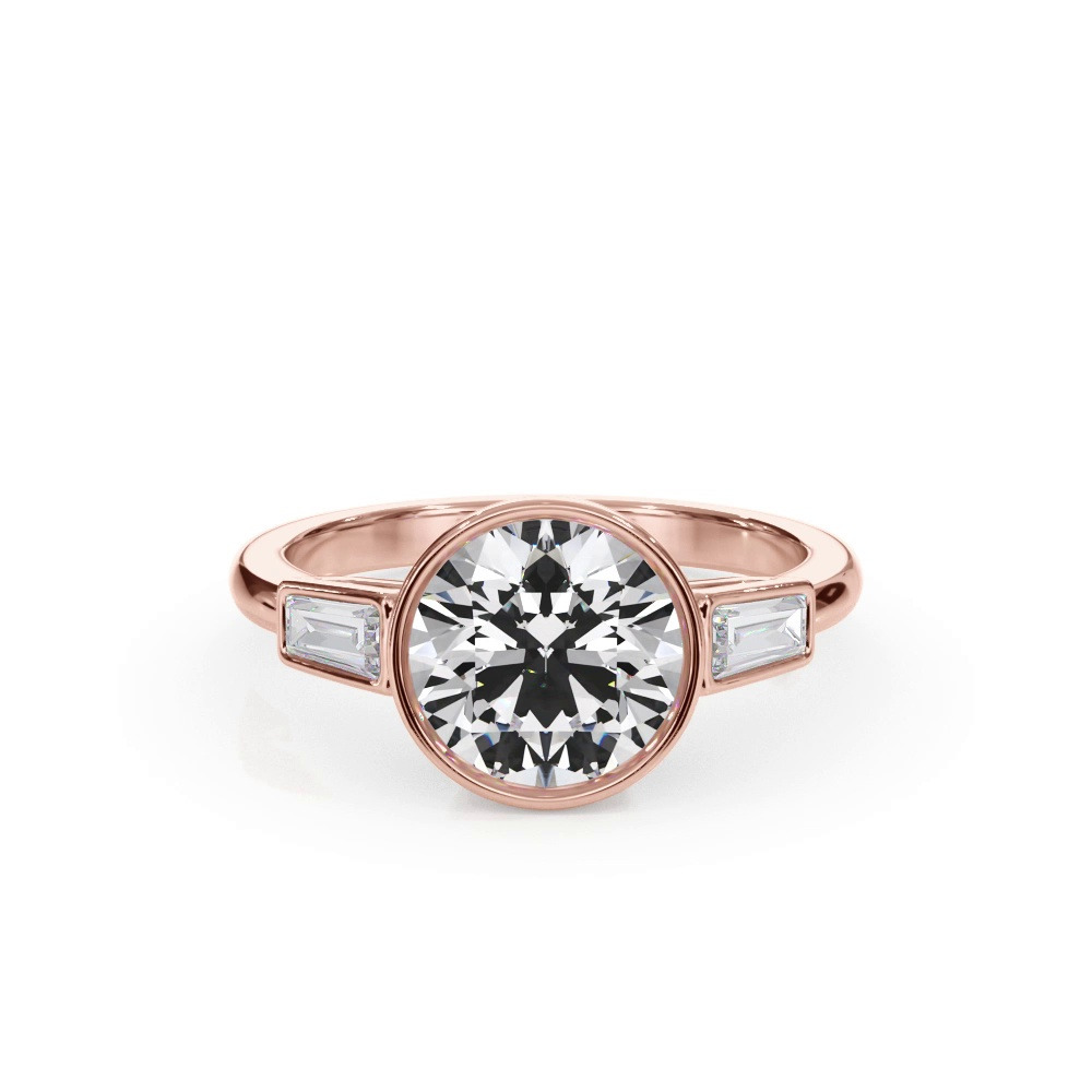 360 degree view of Bellora Bezel-Set Tapered Baguette Engagement Ring