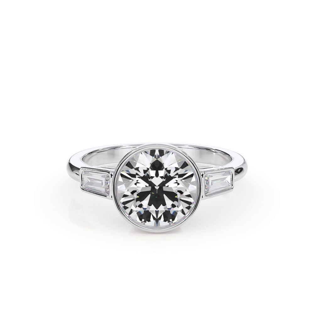 360 degree view of Bellora Bezel-Set Tapered Baguette Engagement Ring