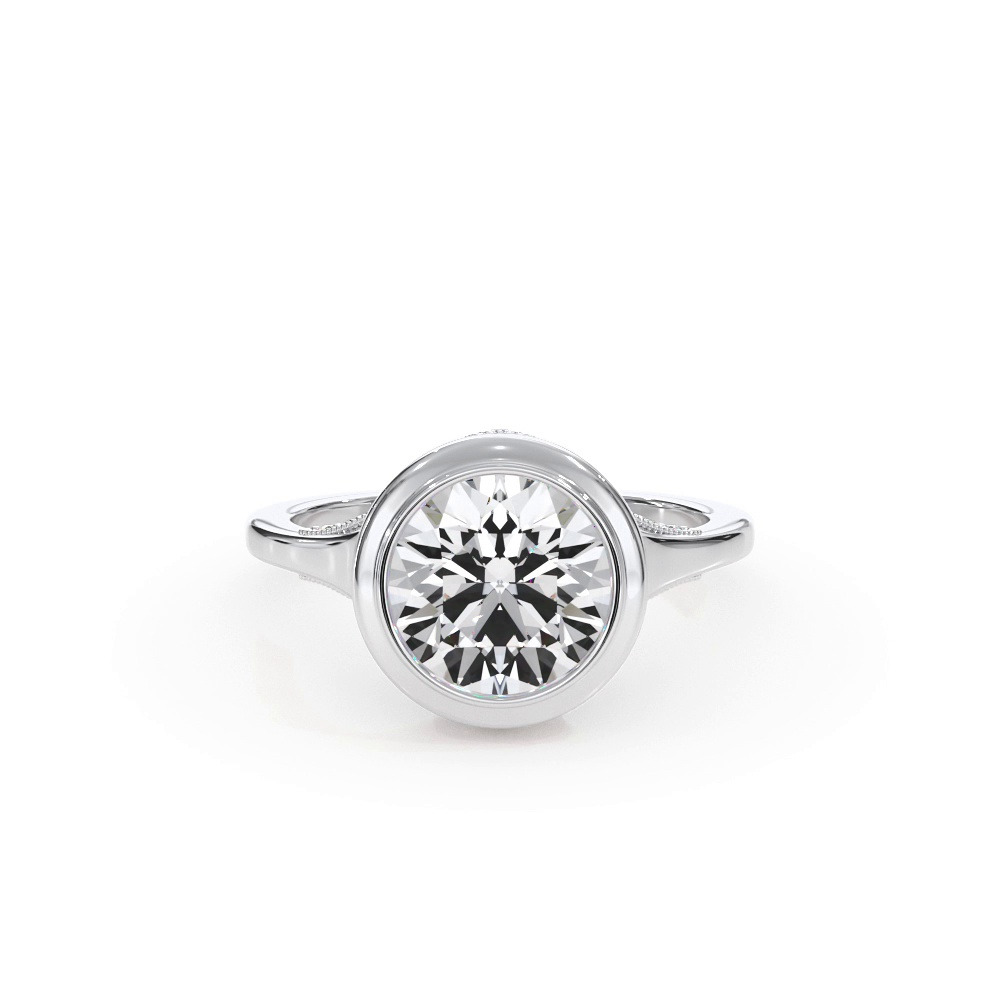 360 degree view of Cristalla Pavé Profile Bezel Engagement Ring