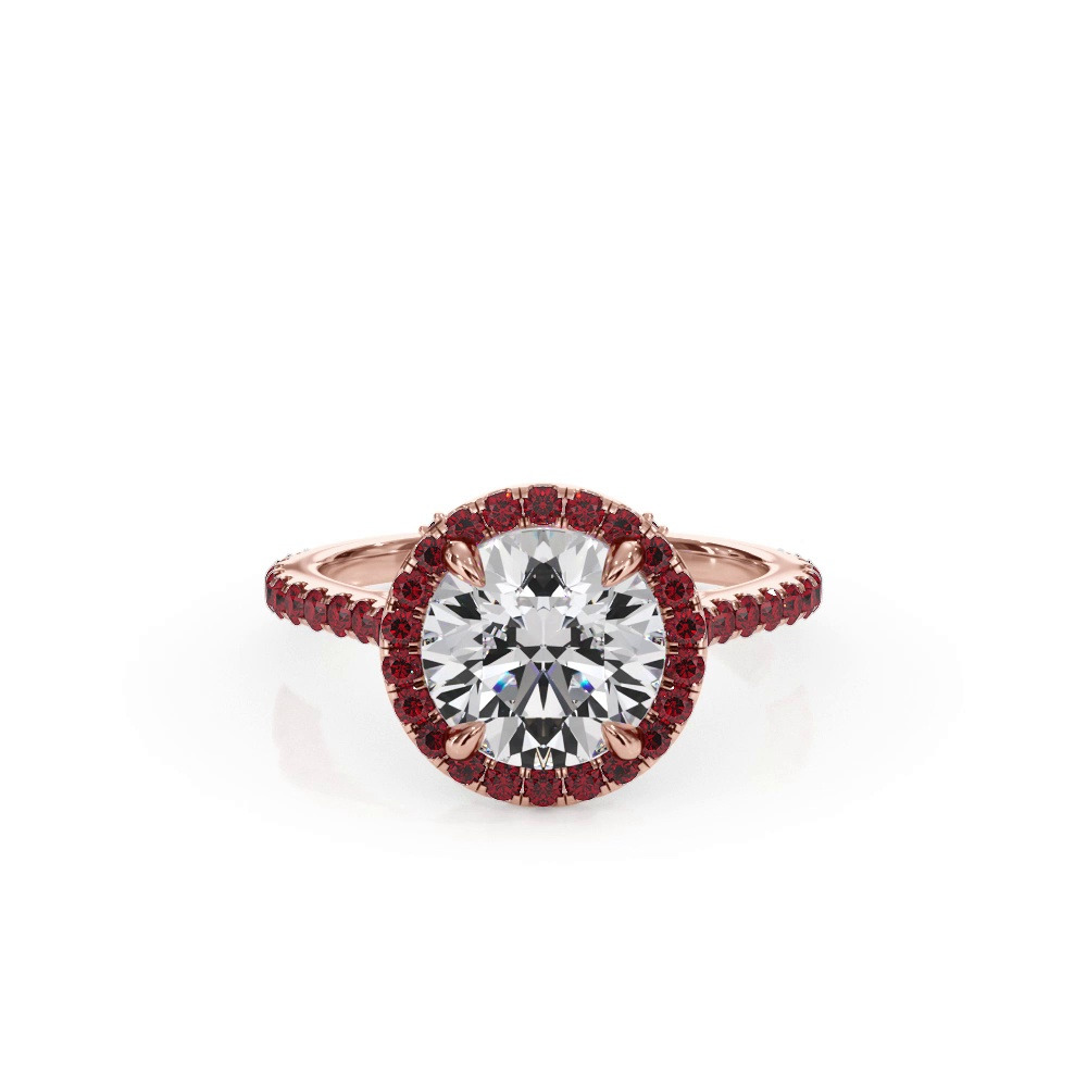 360 degree view of Bellora Ruby Cathedral Halo Engagement Ring