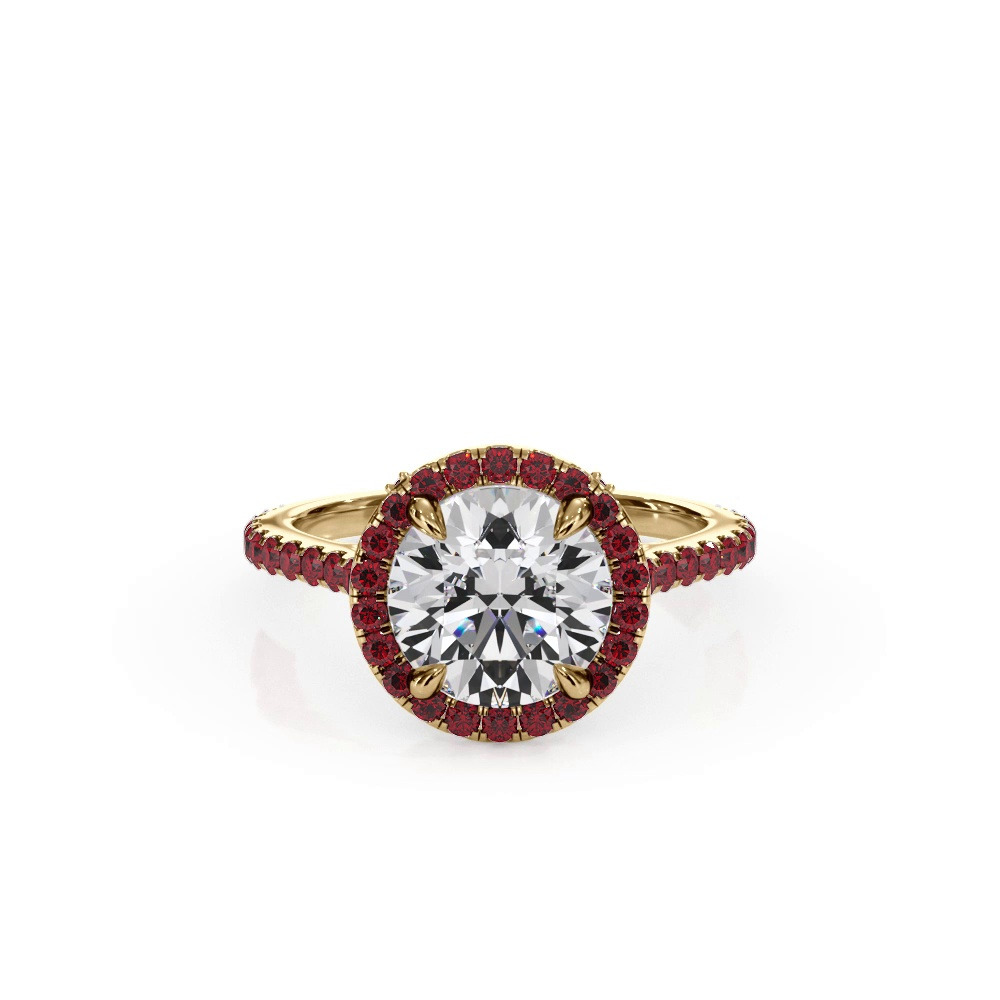 360 degree view of Bellora Ruby Cathedral Halo Engagement Ring