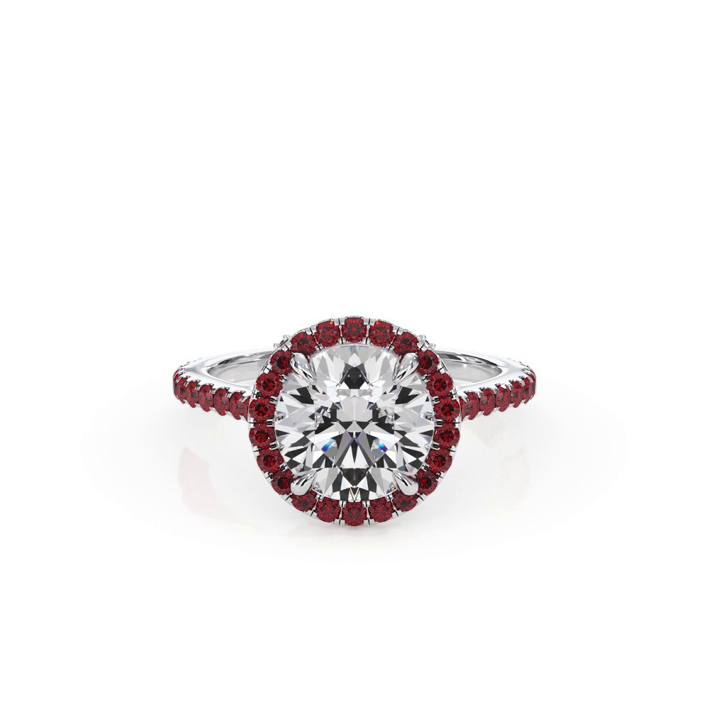 360 degree view of Bellora Ruby Cathedral Halo Engagement Ring