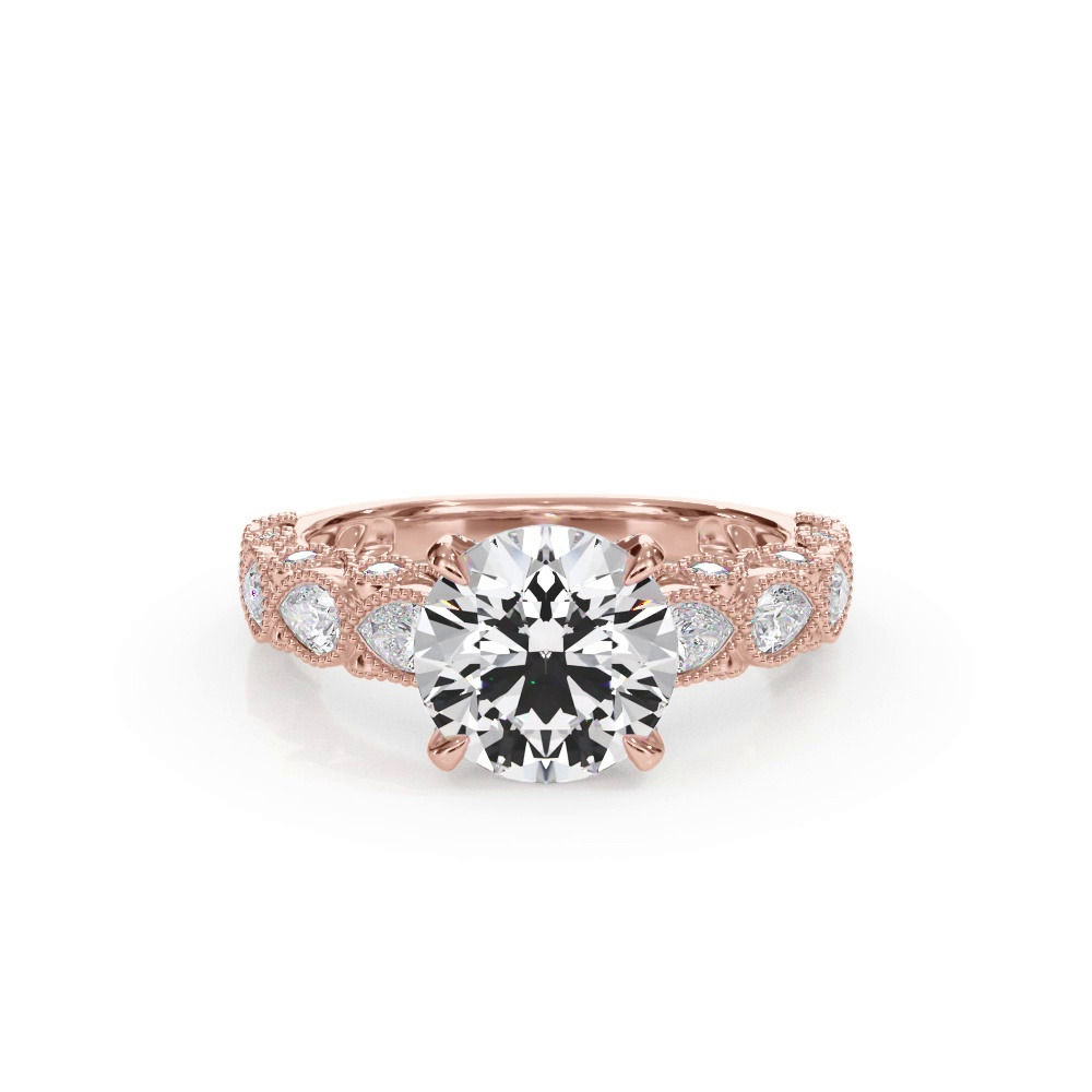 360 degree view of Amara Vintage Pear-Shaped Lab Engagement Ring
