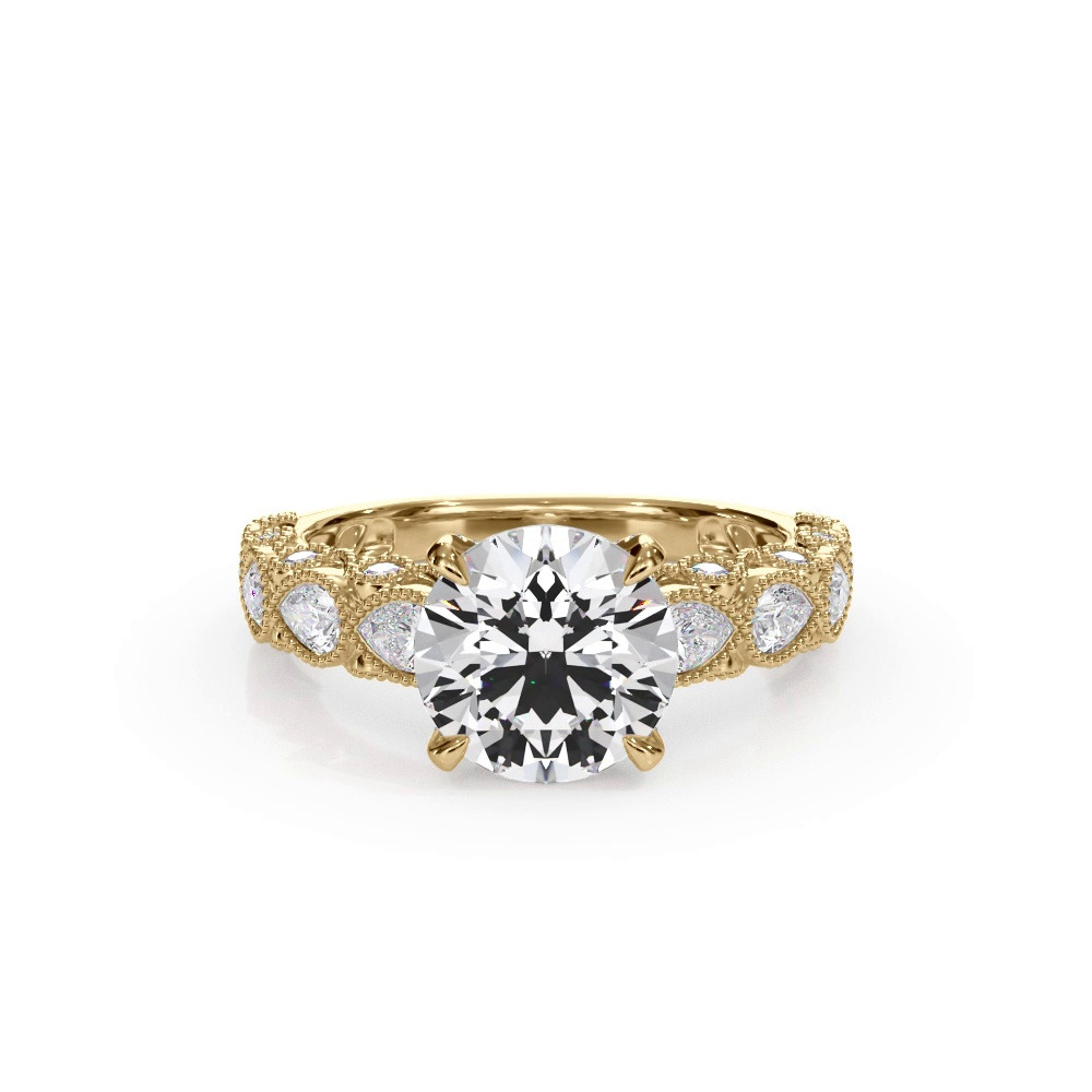 360 degree view of Amara Vintage Pear-Shaped Lab Engagement Ring