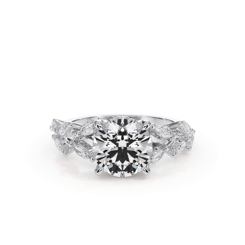 360 degree view of Vineyard Leaf Marquise Diamond Engagement Ring