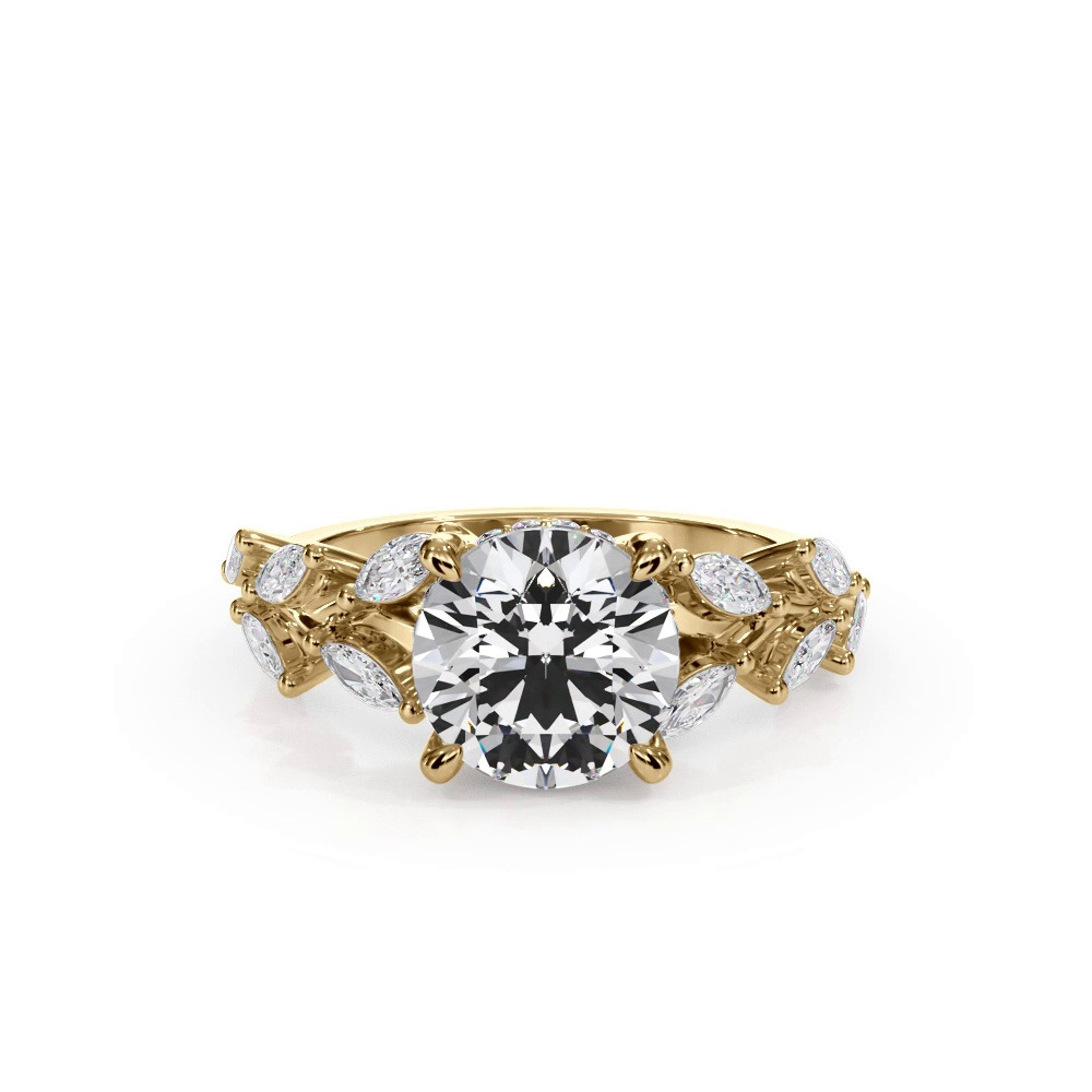 360 degree view of Vineyard Leaf Marquise Diamond Engagement Ring