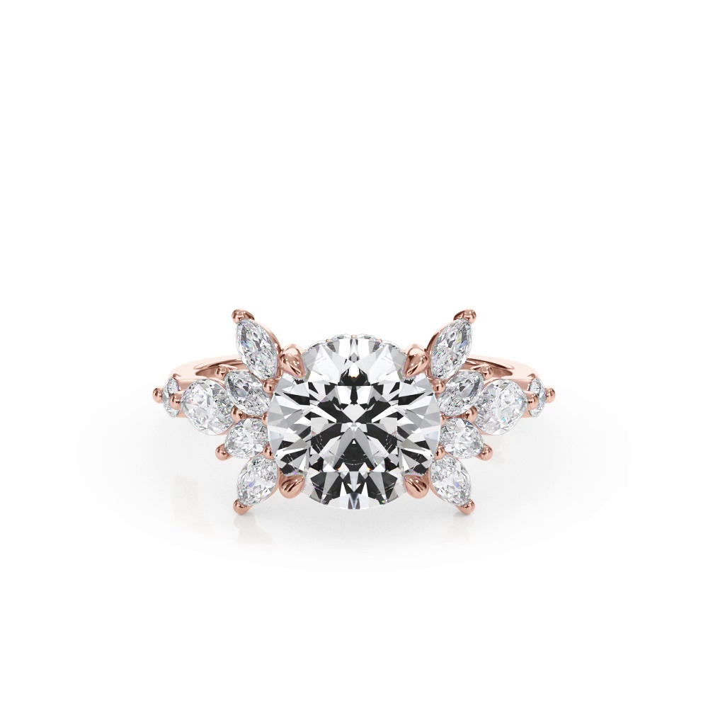 360 degree view of Novara Marquise Diamond Demi Halo Engagement Ring