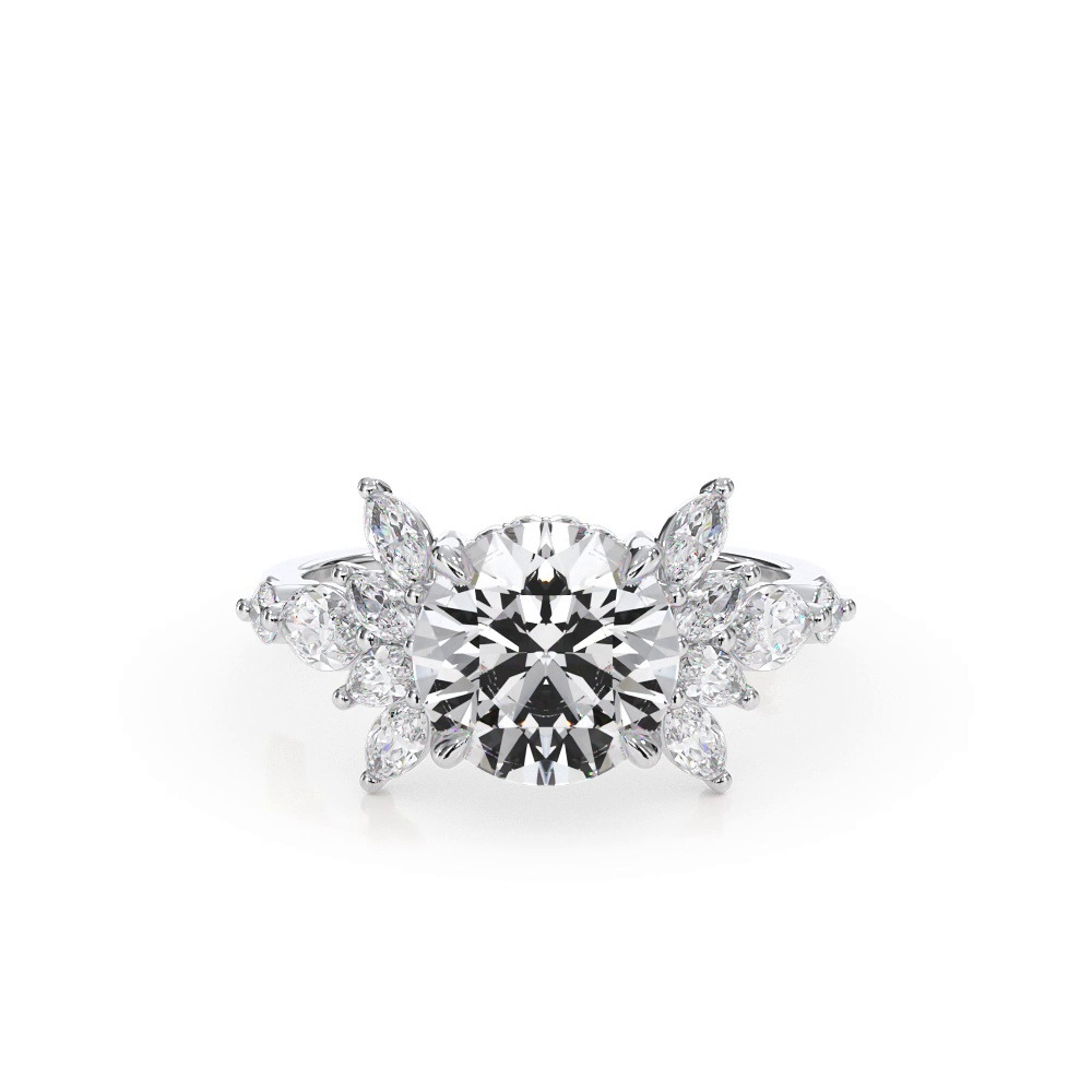 360 degree view of Novara Marquise Diamond Demi Halo Engagement Ring