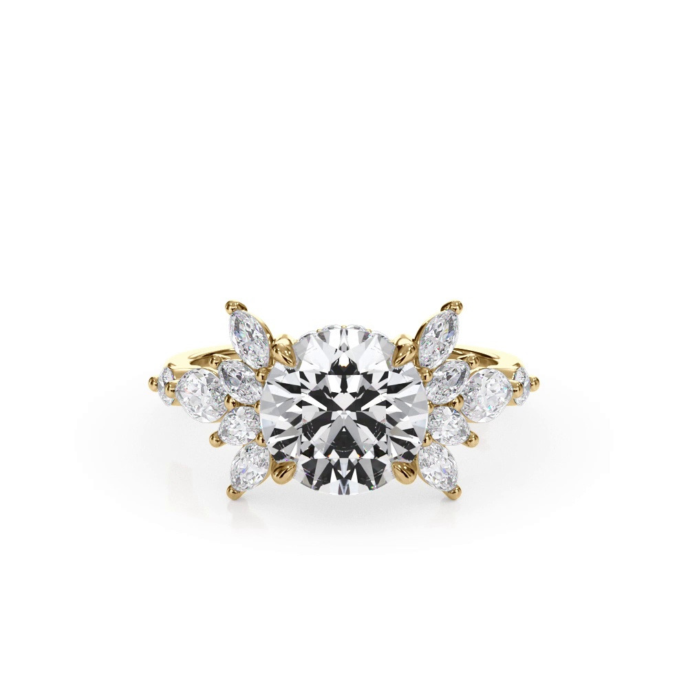 360 degree view of Novara Marquise Lab Demi Halo Engagement Ring
