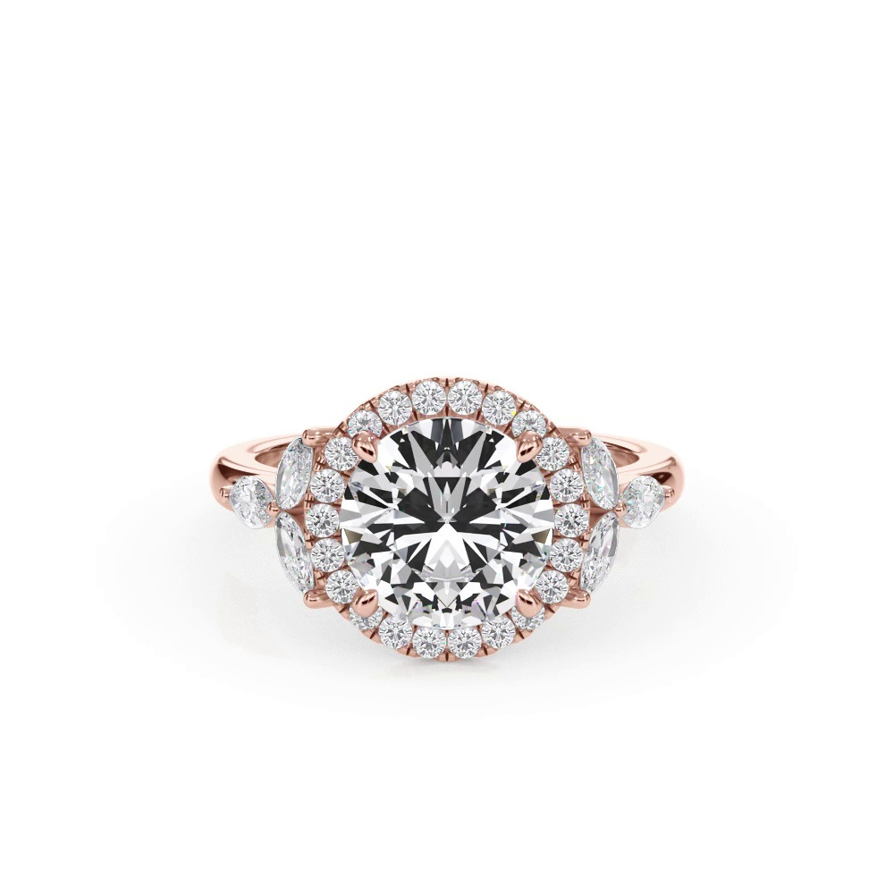 360 degree view of Elysian Marquise Diamond Halo Engagement Ring