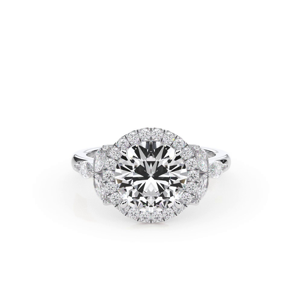 360 degree view of Elysian Marquise Diamond Halo Engagement Ring