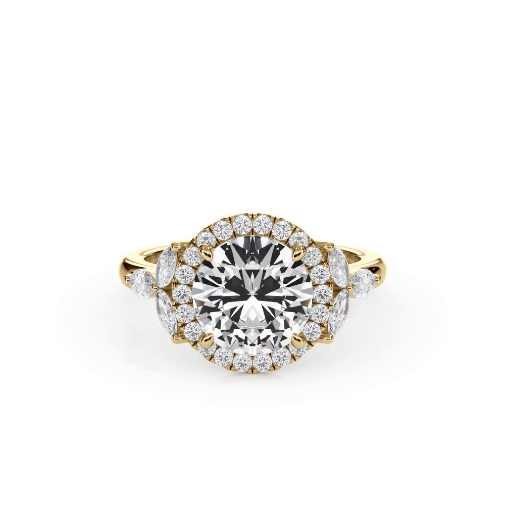 360 degree view of Elysian Marquise Diamond Halo Engagement Ring