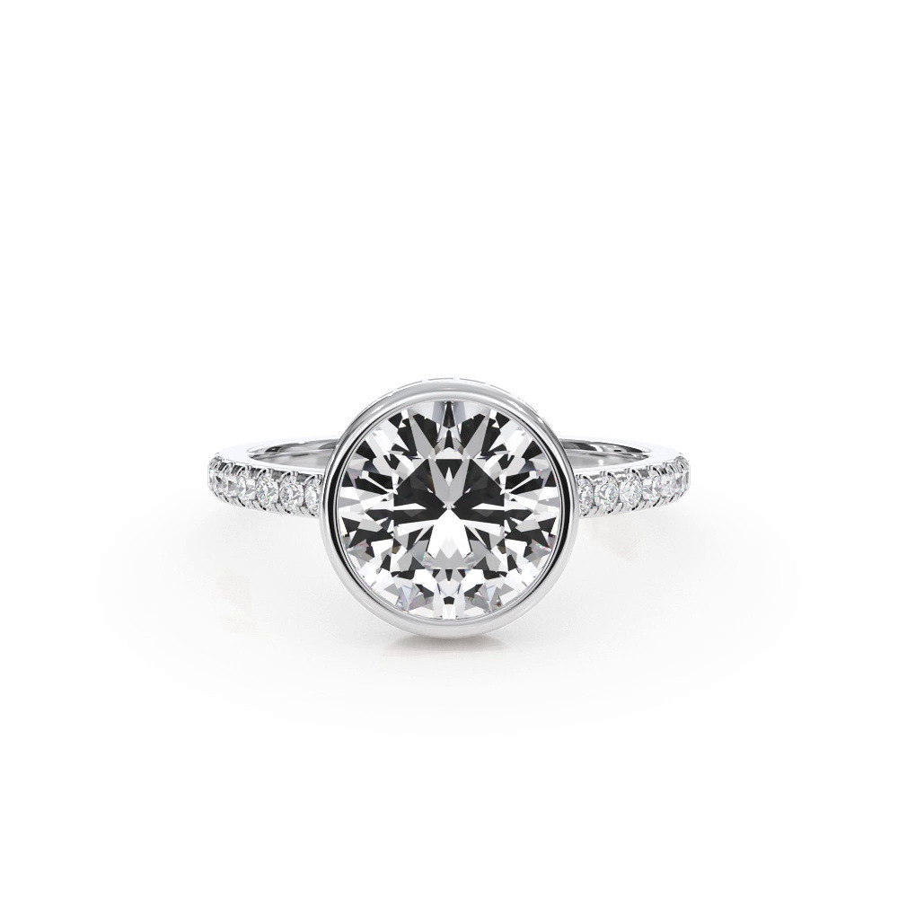 360 degree view of Enigma Bezel Hidden Halo Pavé Band Engagement Ring