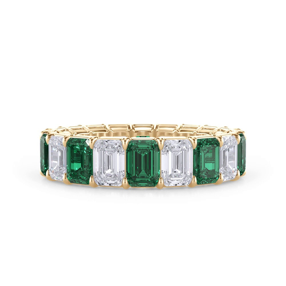 360 degree view of Classic Emerald-Cut Lab Emerald and Lab Eternity Ring
