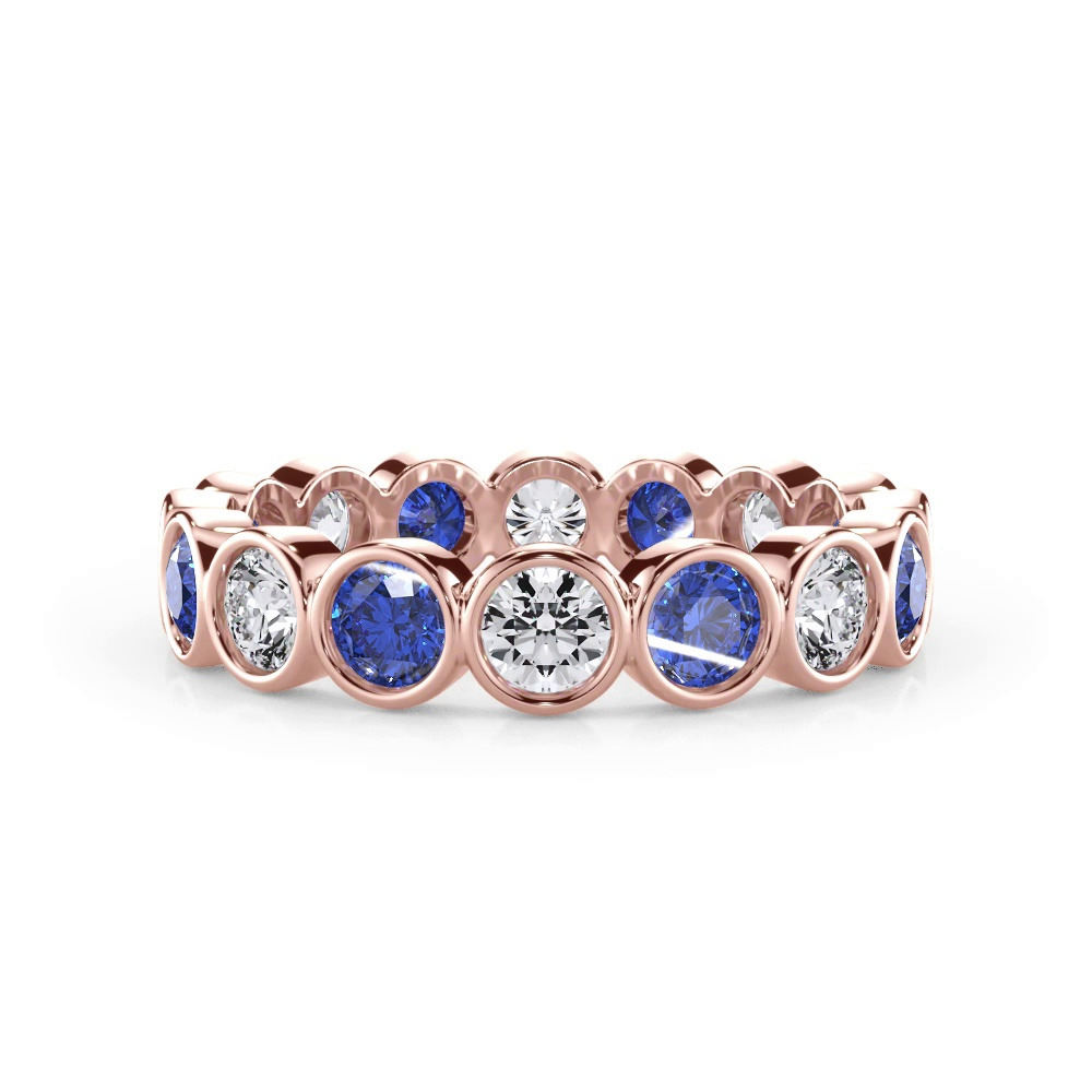 360 degree view of Sapphire and Diamond Bezel-Set Eternity Ring