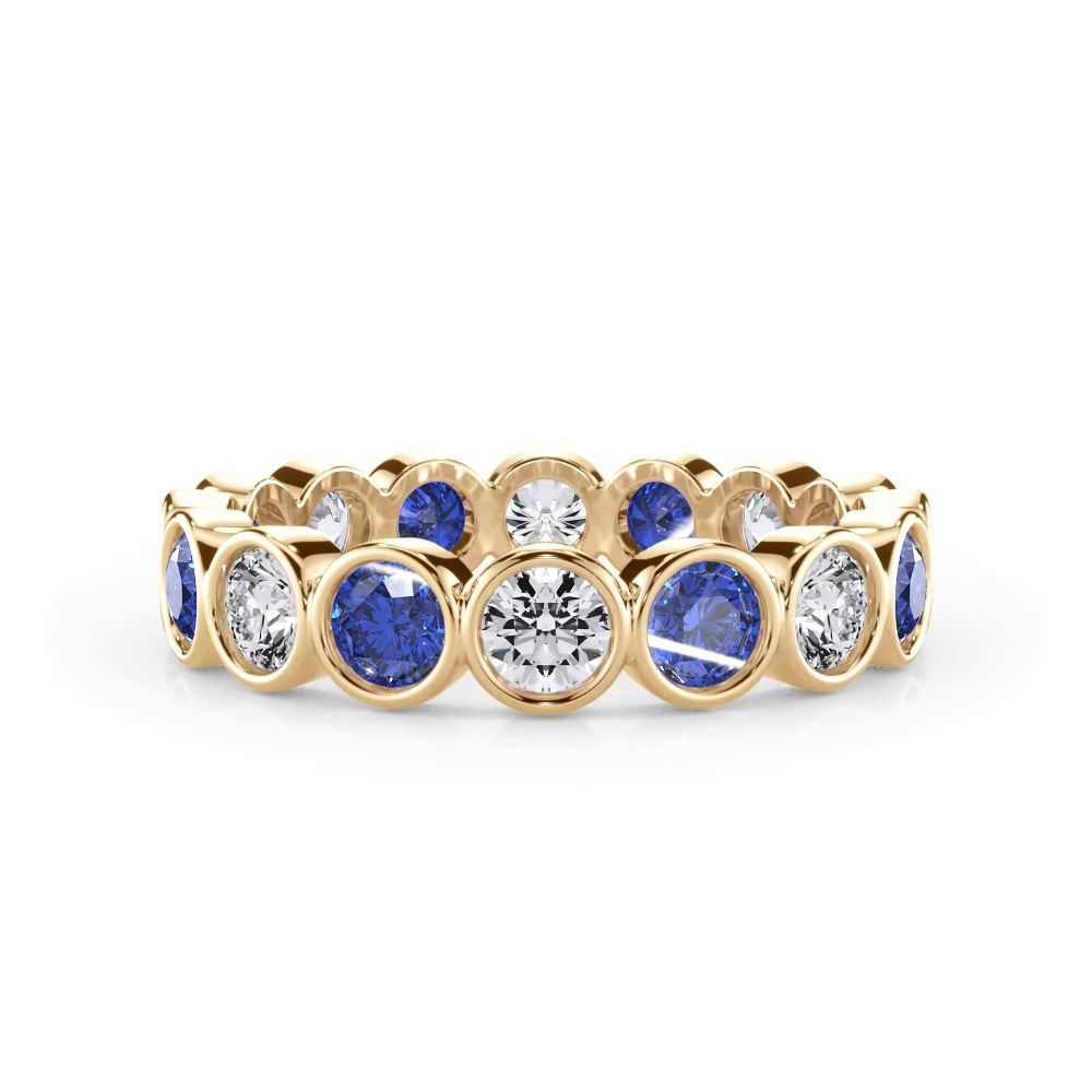 360 degree view of Lab Sapphire and Lab Diamond Bezel-Set Eternity Ring