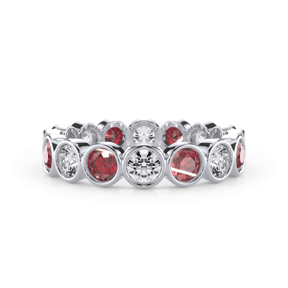 360 degree view of Lab Ruby and Lab Diamond Bezel-Set Eternity Ring