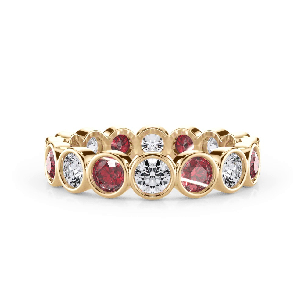 360 degree view of Ruby and Diamond Bezel-Set Eternity Ring