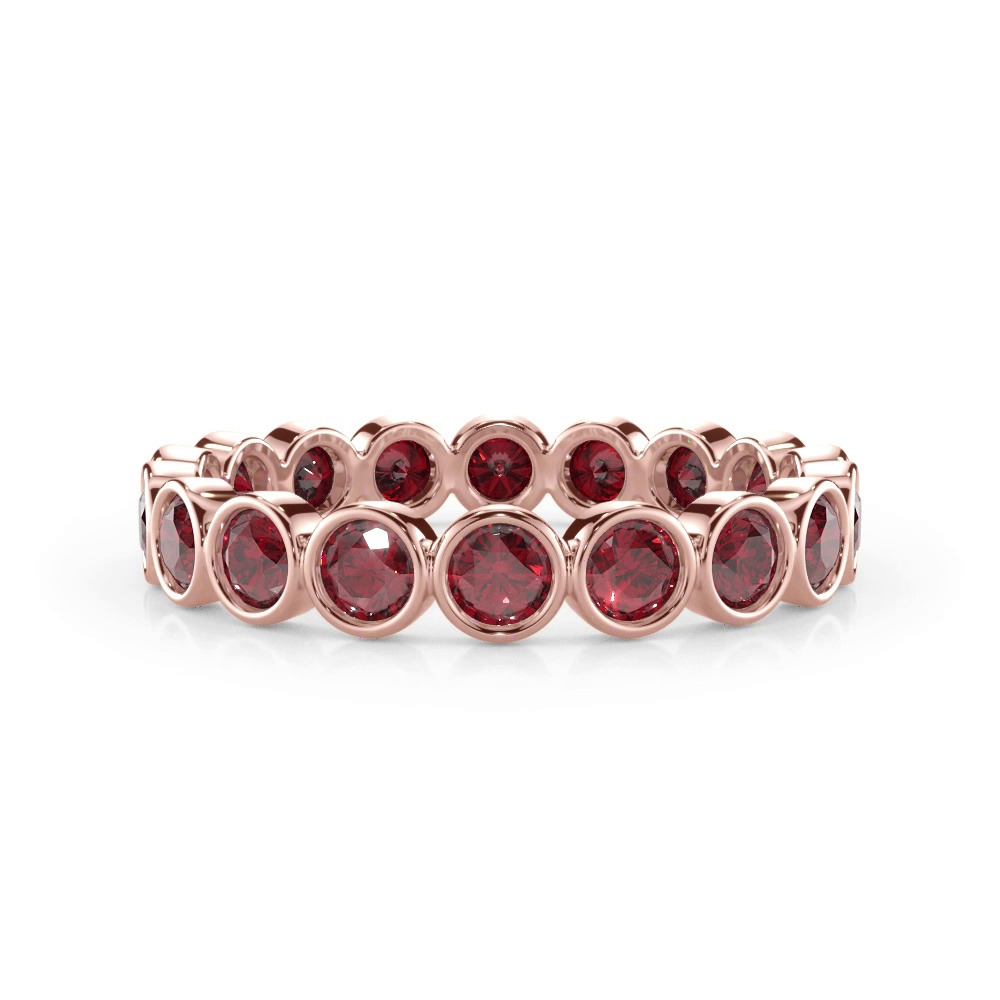 360 degree view of Lab Ruby Bezel Eternity Ring