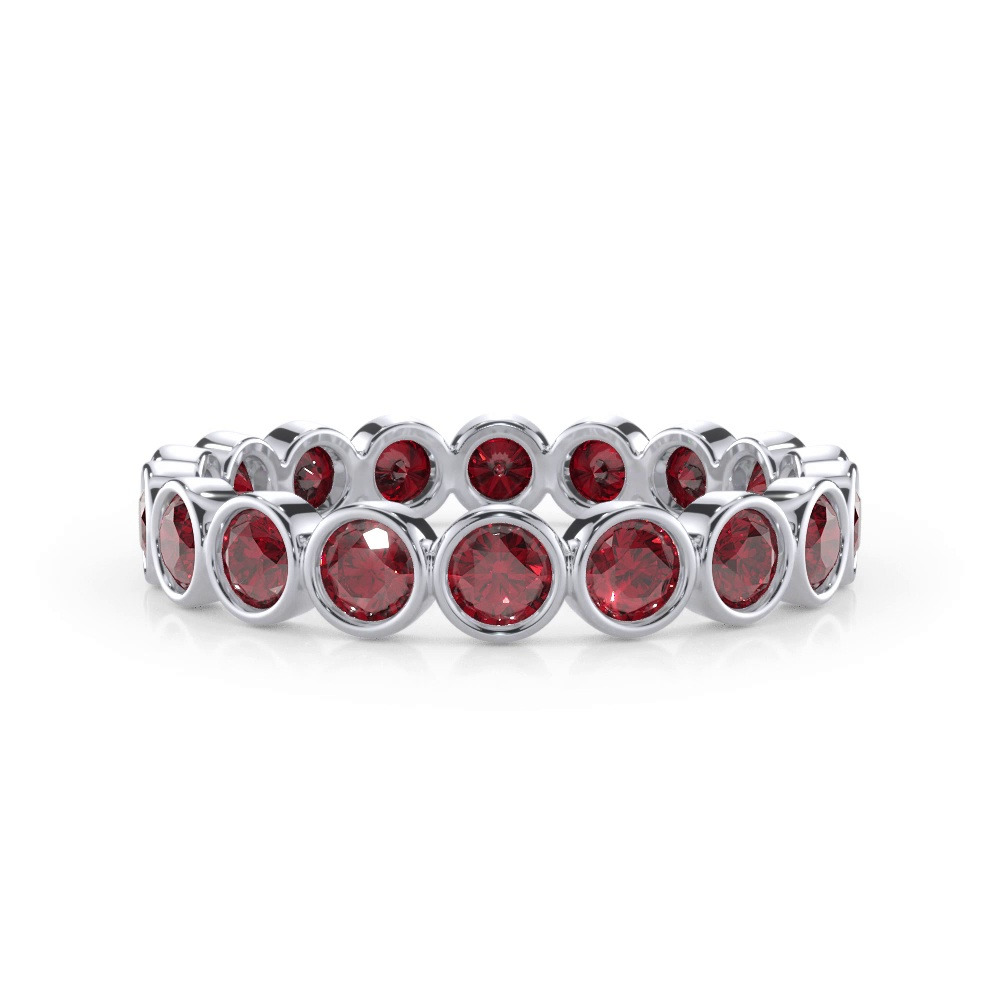 360 degree view of Lab Ruby Bezel Eternity Ring