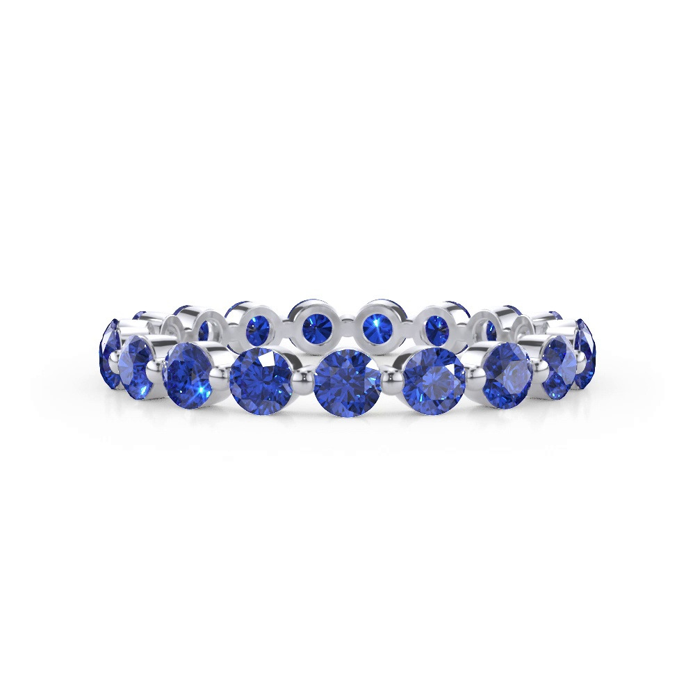 360 degree view of Lab Sapphire Shared Prong Eternity Ring