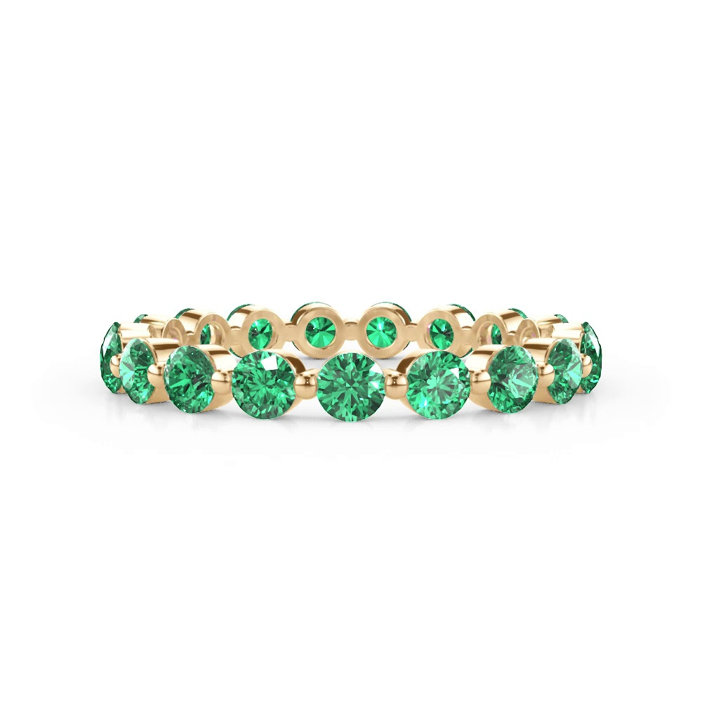 360 degree view of Lab EmeraId Shared Prong Eternity Ring