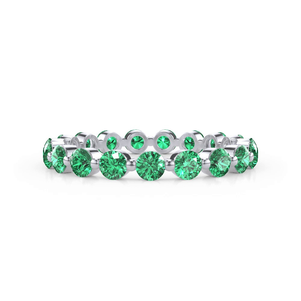 360 degree view of EmeraId Shared Prong Eternity Ring