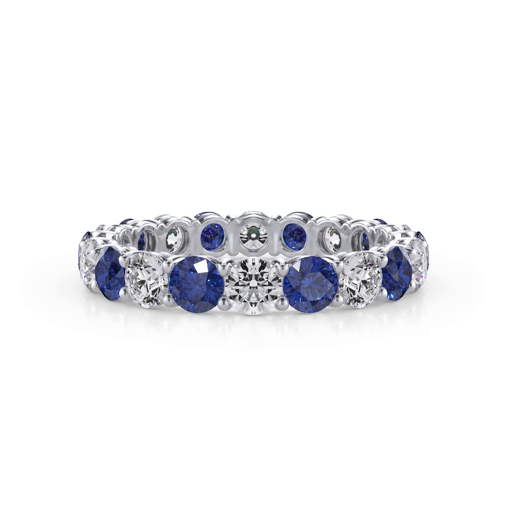 360 degree view of Classic Sapphire and Diamond Eternity Band