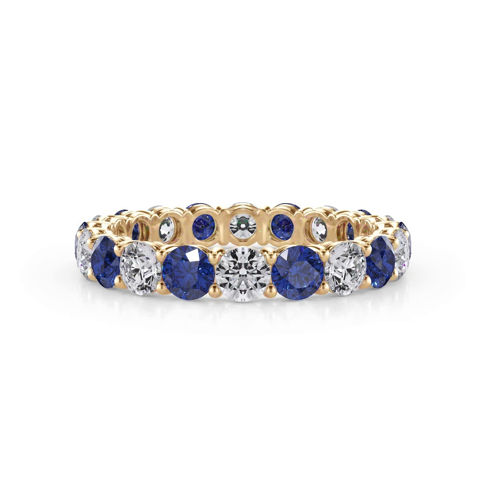 360 degree view of Classic Lab Sapphire and Lab Diamond Eternity Band