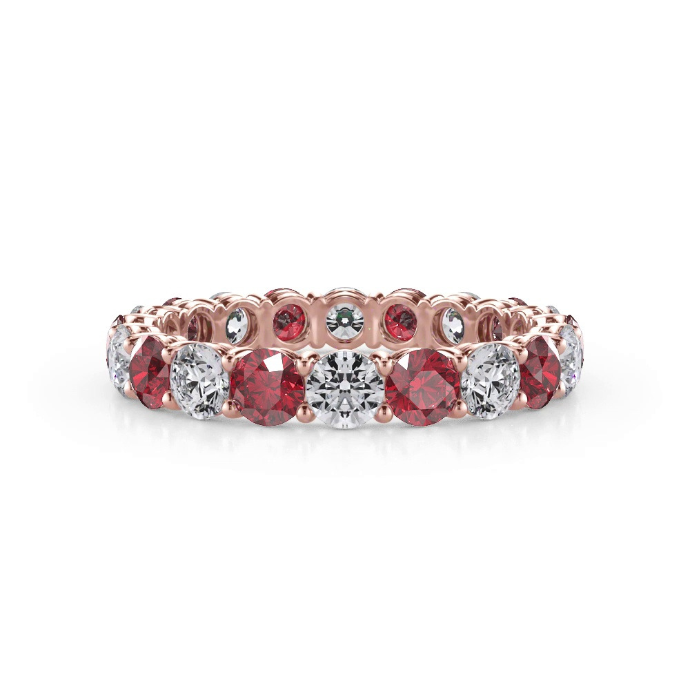 360 degree view of Classic Ruby and Diamond Eternity Band
