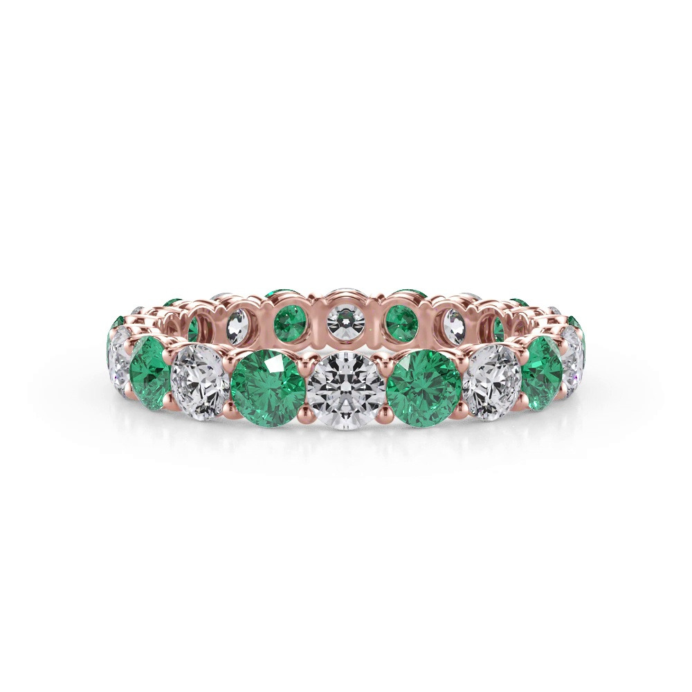 360 degree view of Classic EmeraId and Diamond Eternity Band