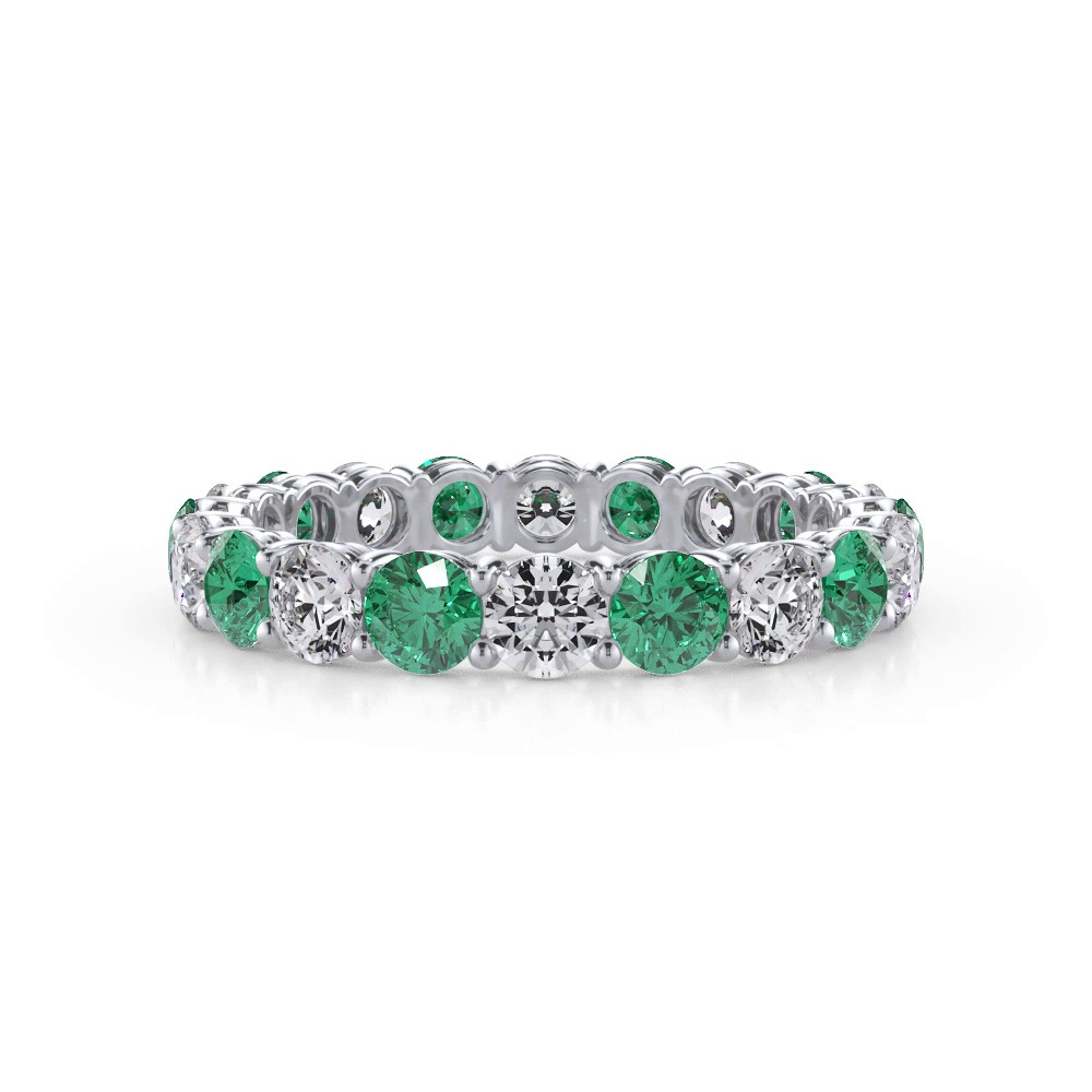 360 degree view of Classic Lab EmeraId and Lab Diamond Eternity Band