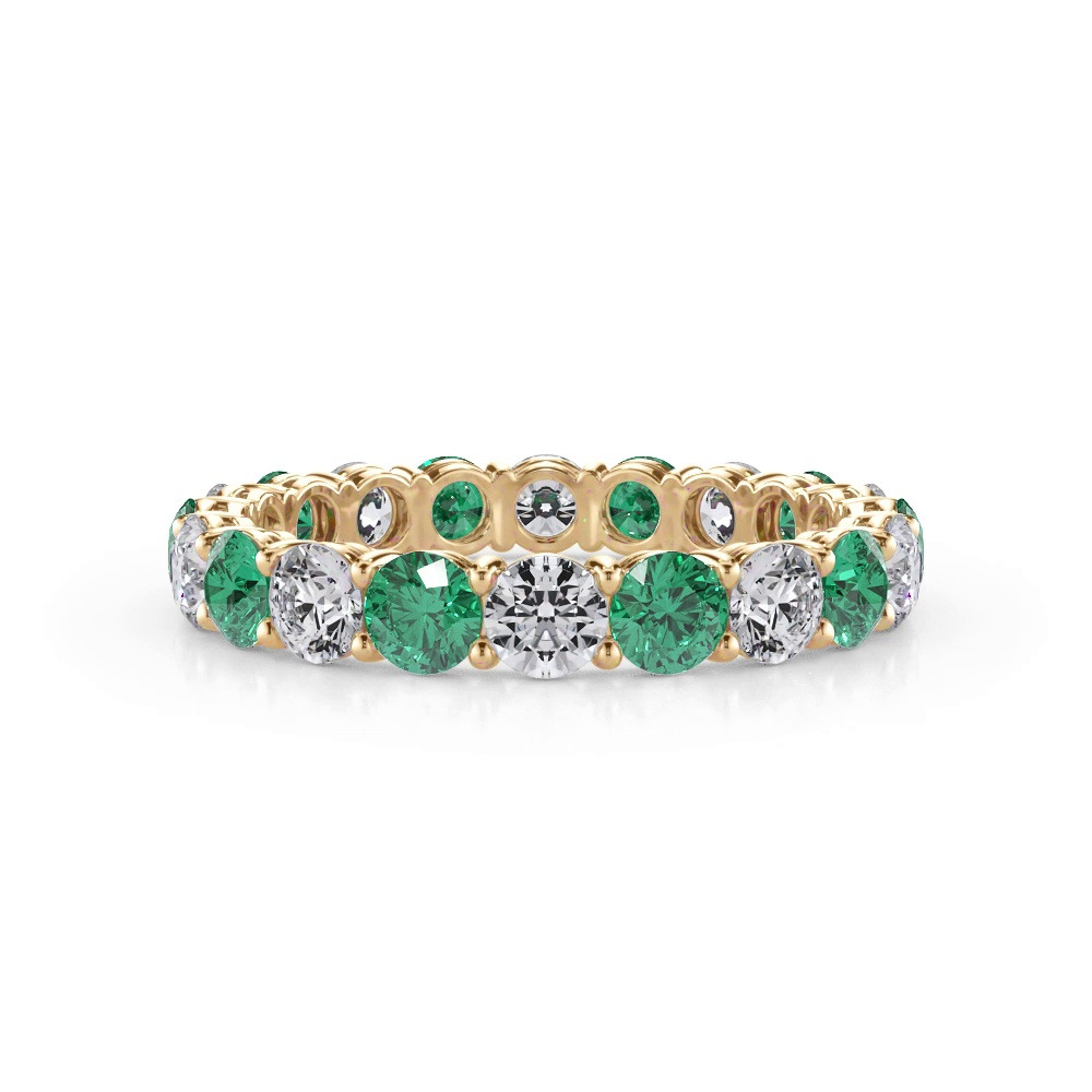 360 degree view of Classic EmeraId and Diamond Eternity Band