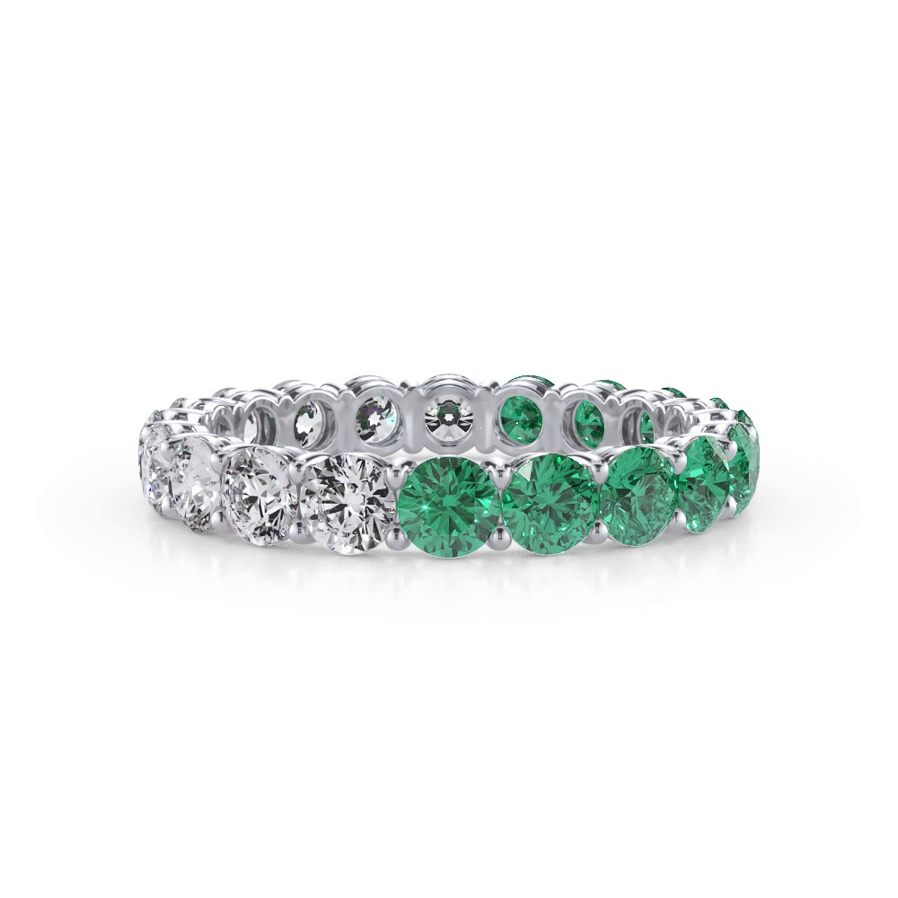 360 degree view of Dual Harmony Lab Emerald and Lab Diamond Eternity Ring