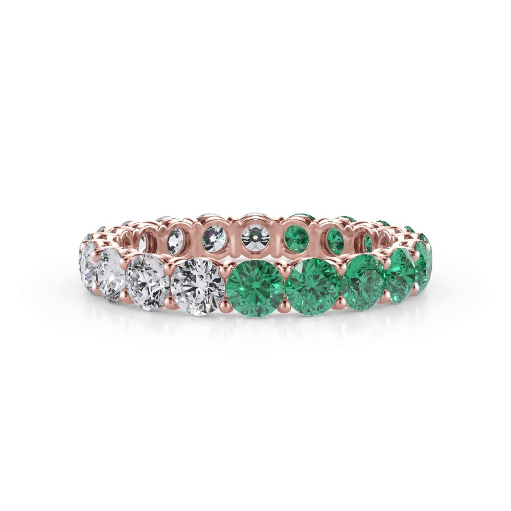 360 degree view of Dual Harmony Lab Emerald and Lab Diamond Eternity Ring