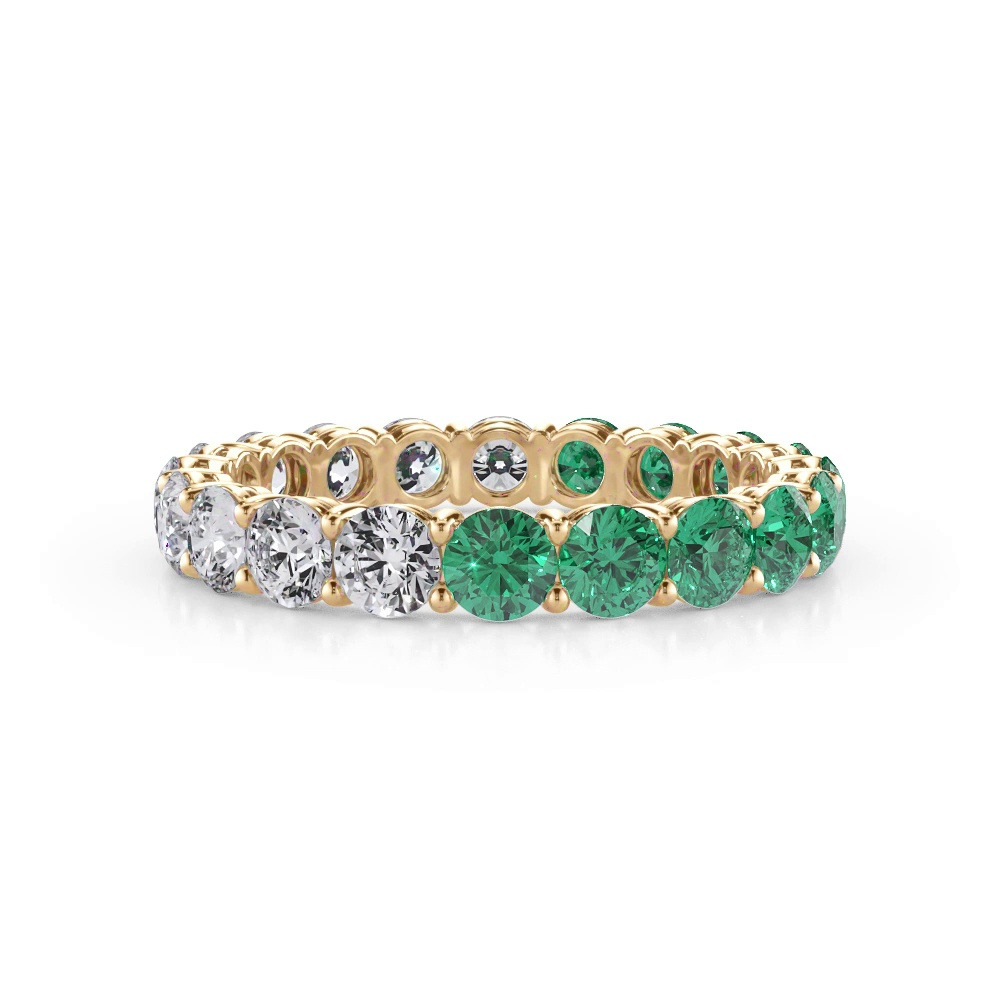 360 degree view of Dual Harmony Lab Emerald and Lab Diamond Eternity Ring