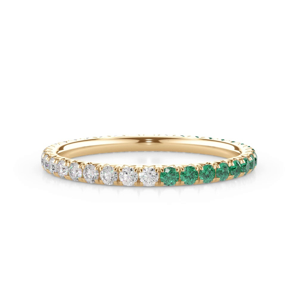 360 degree view of Dual Harmony Emerald and Diamond Eternity Band