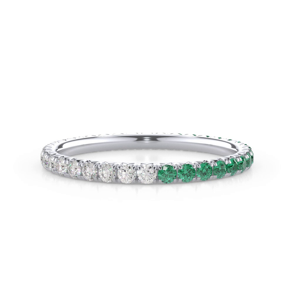 360 degree view of Dual Harmony Lab Emerald and Lab Diamond Eternity Band