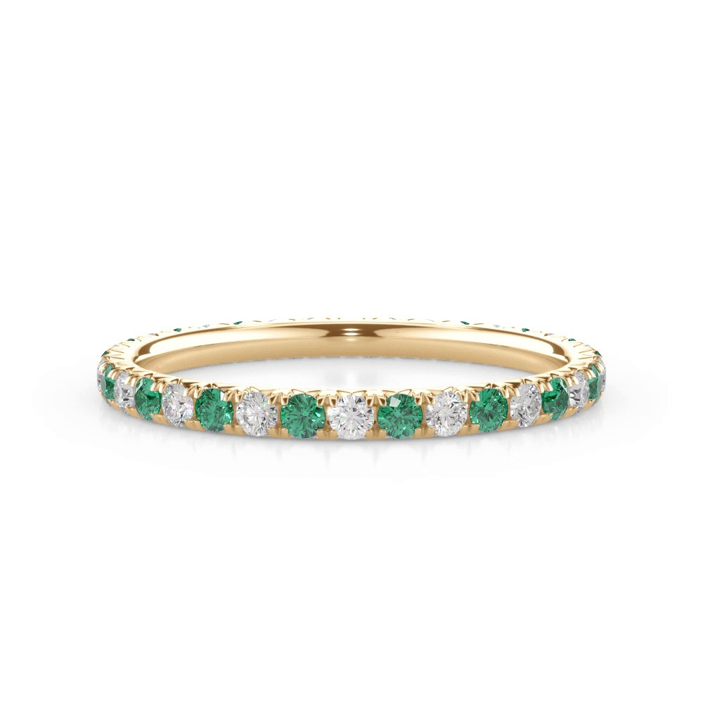 360 degree view of Lab Emerald and Lab Diamond Pavé Eternity Band