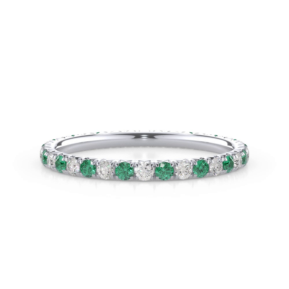 360 degree view of Lab Emerald and Lab Diamond Pavé Eternity Band