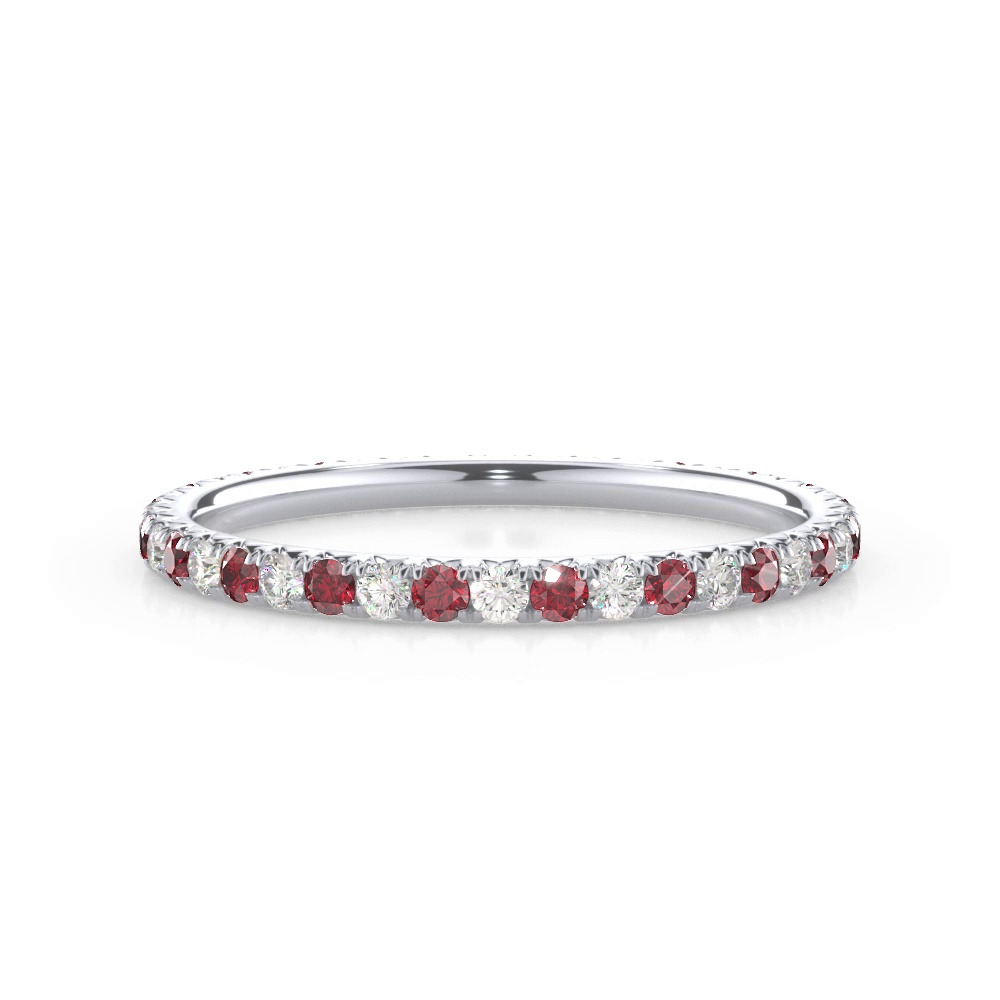 360 degree view of Ruby and Diamond Pavé Eternity Band