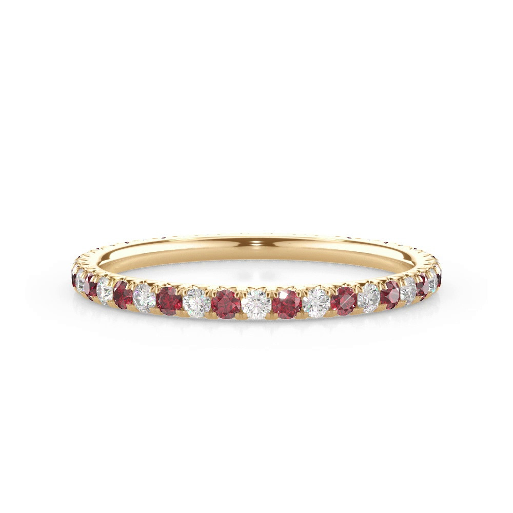 360 degree view of Lab Ruby and Lab Diamond Pavé Eternity Band