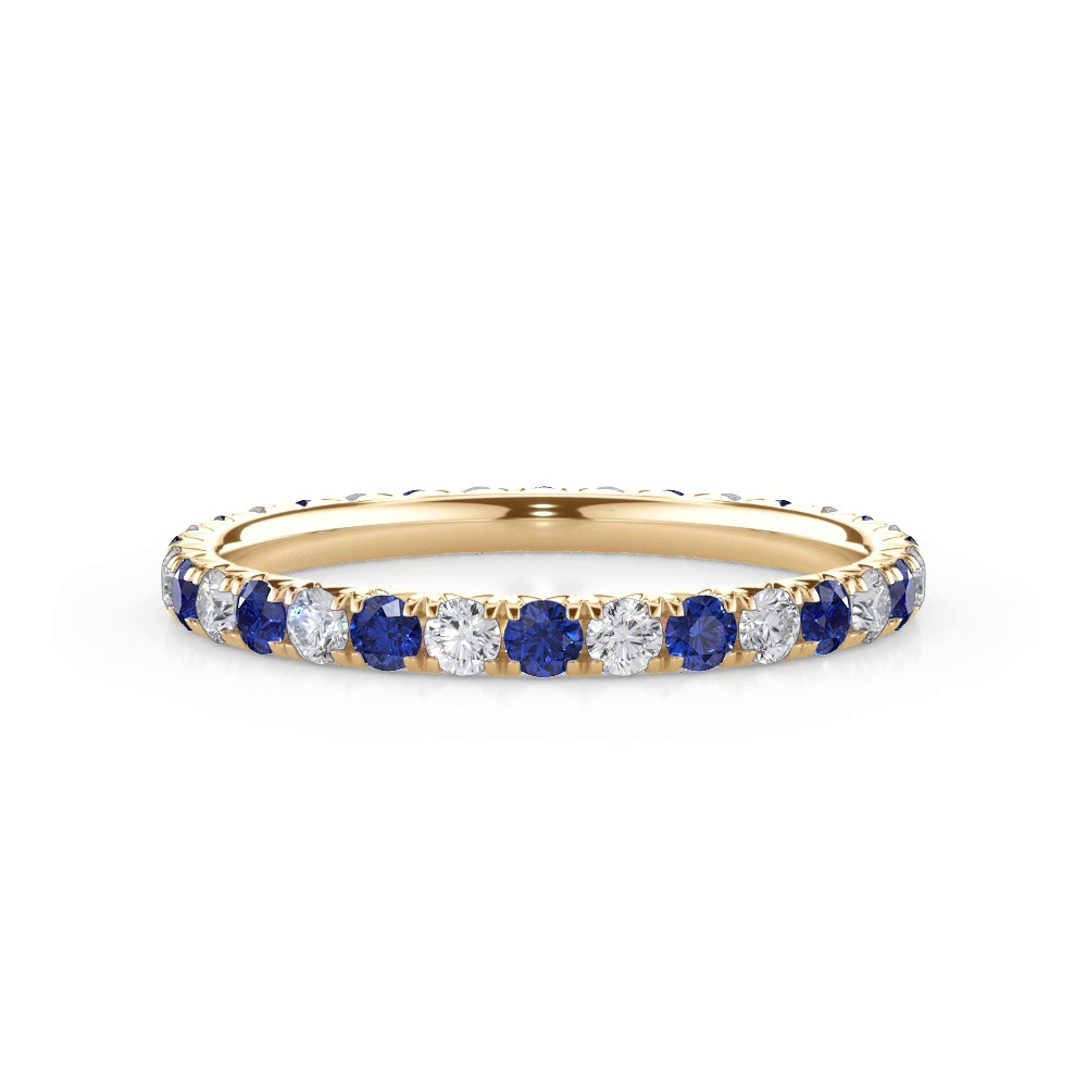360 degree view of Sapphire and Diamond Pavé Eternity Band