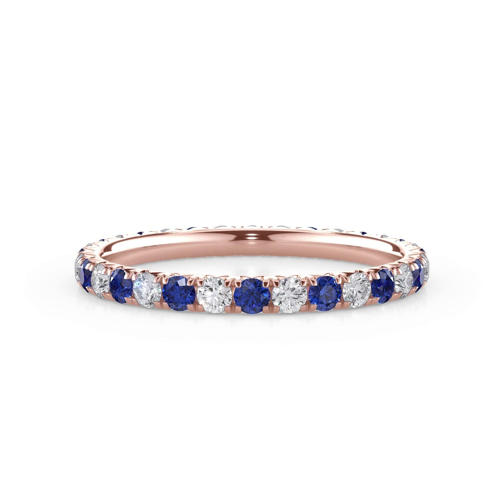 360 degree view of Sapphire and Diamond Pavé Eternity Band