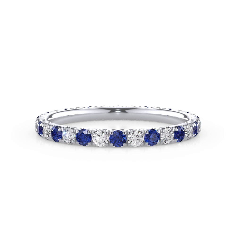 360 degree view of Lab Sapphire and Lab Diamond Pavé Eternity Band