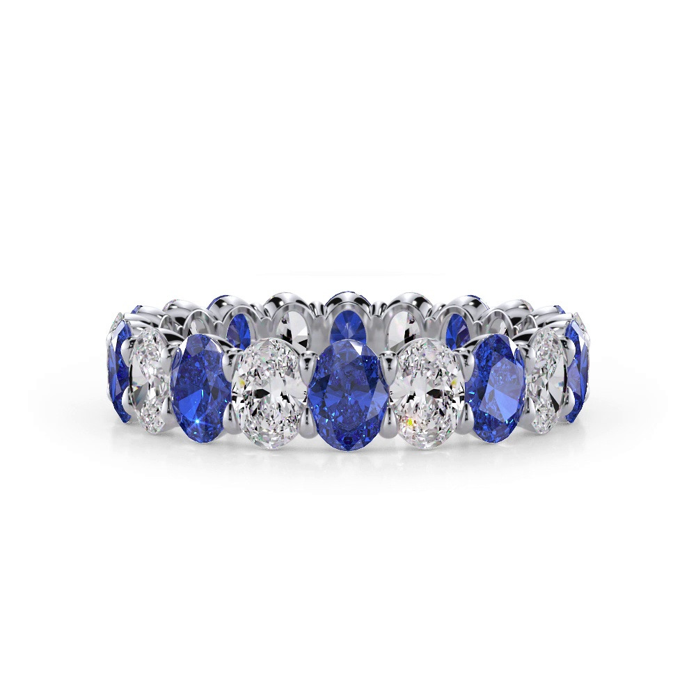 360 degree view of Classic Oval Sapphire and Diamond Eternity Ring