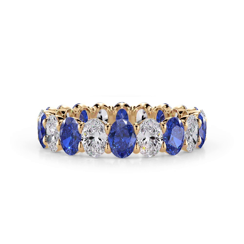 360 degree view of Classic Oval Lab Sapphire and Lab Diamond Eternity Ring