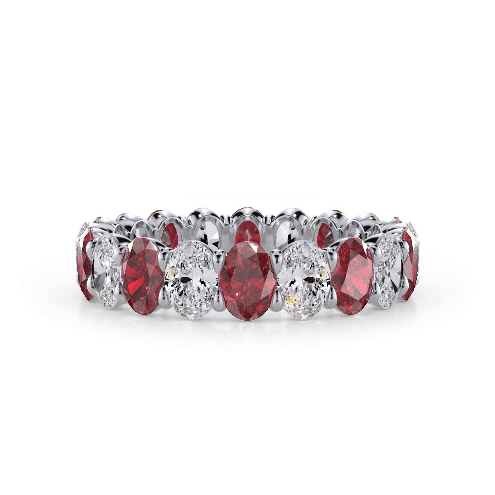 360 degree view of Classic Oval Ruby and Diamond Eternity Ring