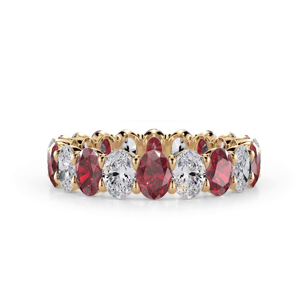 360 degree view of Classic Oval Ruby and Diamond Eternity Ring