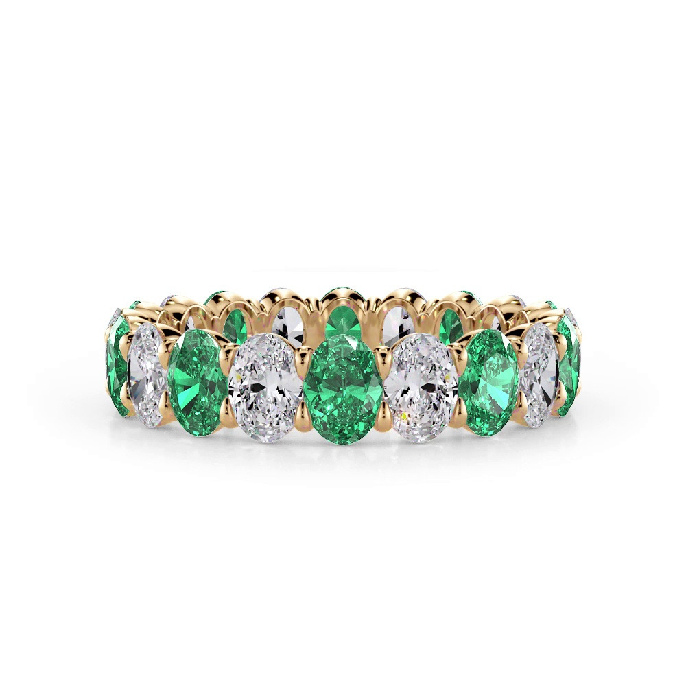 360 degree view of Classic Oval Lab EmeraId and Lab Diamond Eternity Ring